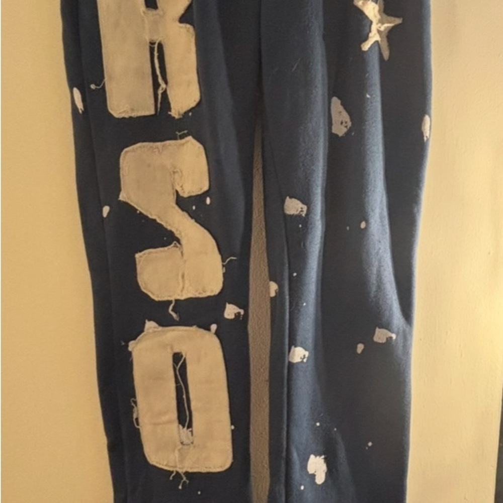 Women’s Navy Blue Graphic Jumpsuit with White Patch Lettering